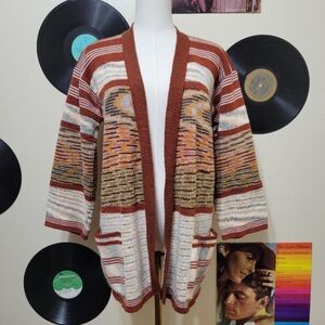 Via L.A. | 80s Vintage Abstract Swirl Open Cardigan